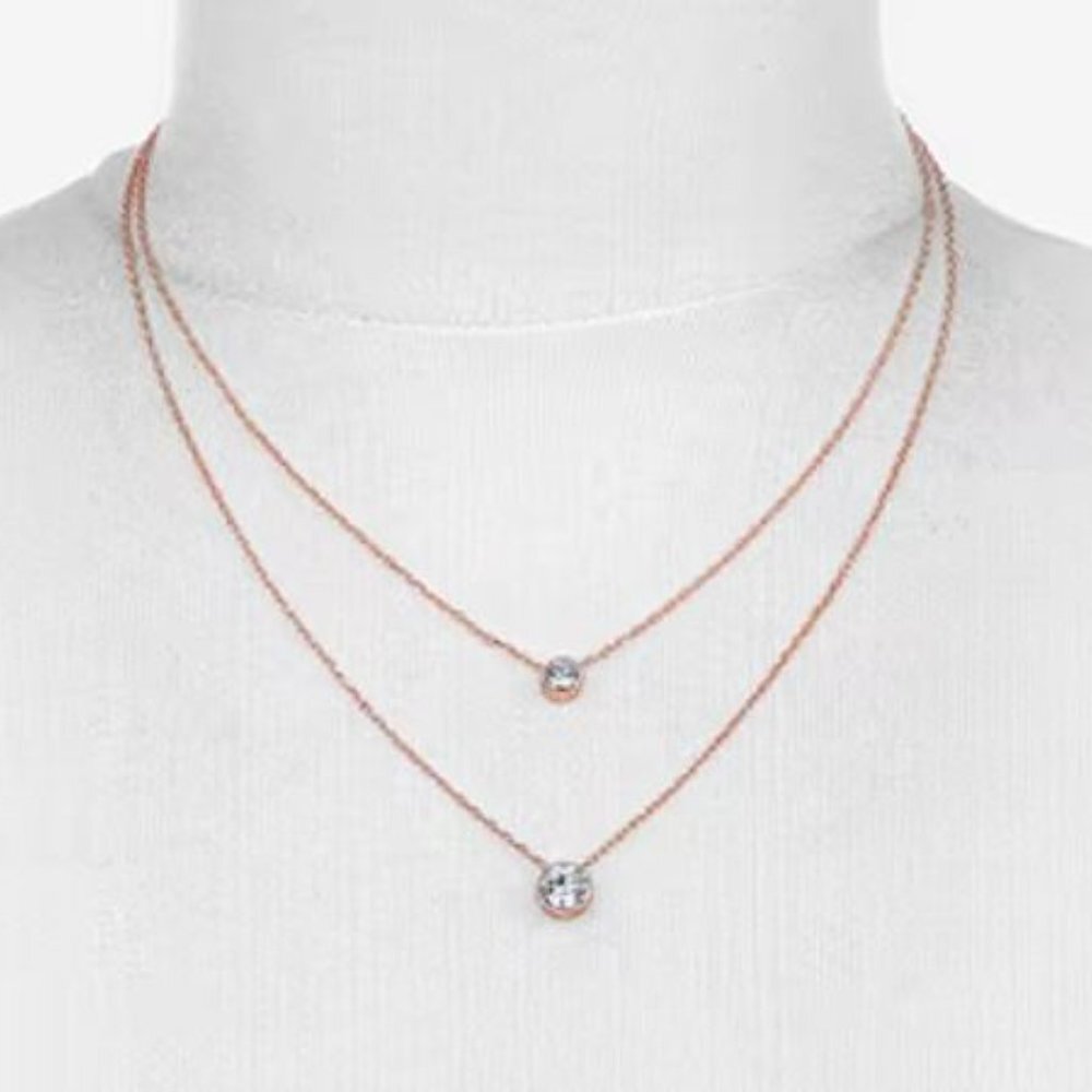 Bijoux Bar Rose Tone Slider Pendant 16 Inch Link Strand Necklace NIB - Picture 3 of 3